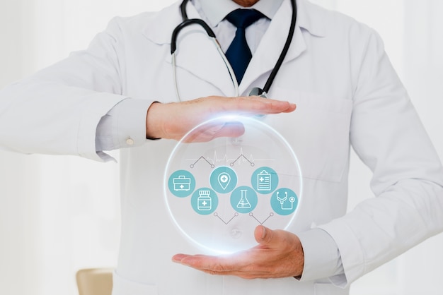 Medical professionals using technology